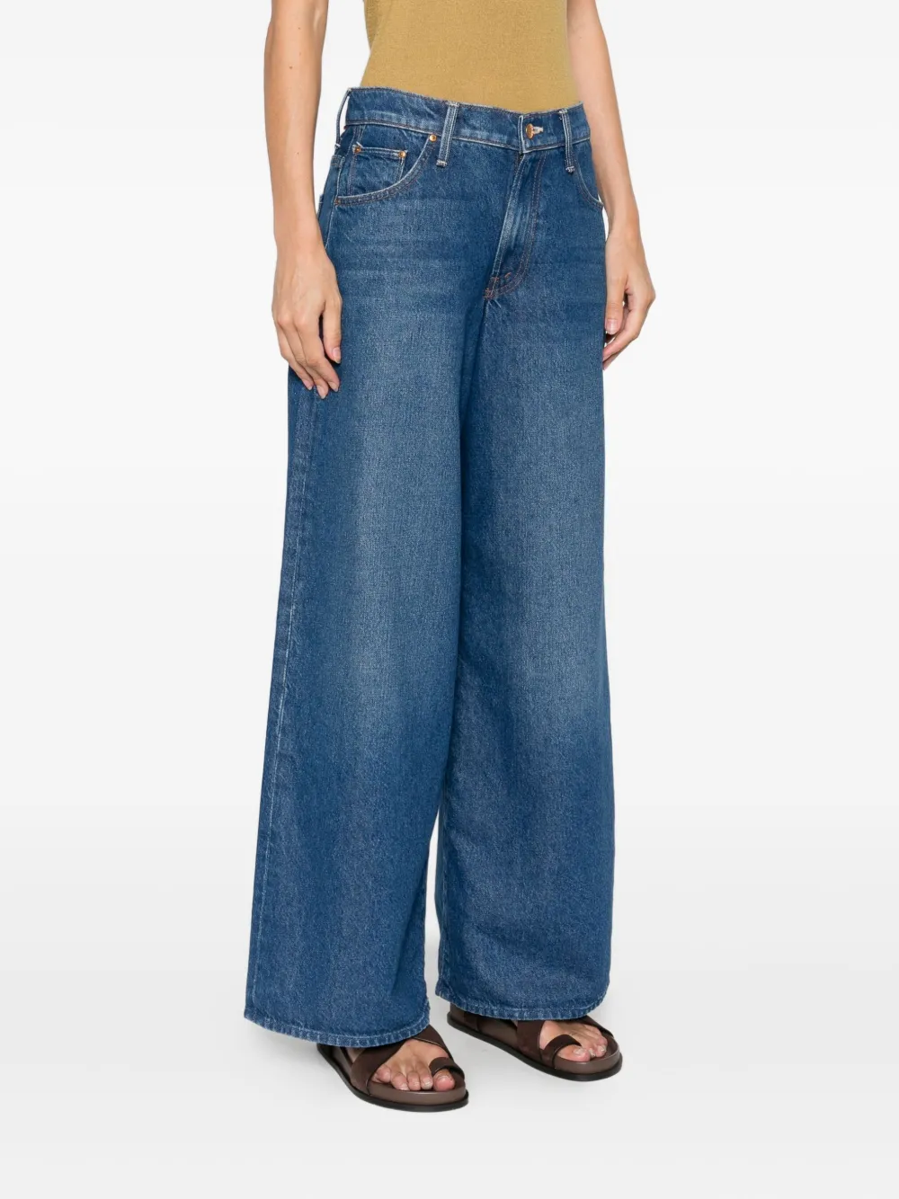 MOTHER Rigatoni Sneak jeans met wijde pijpen Blauw