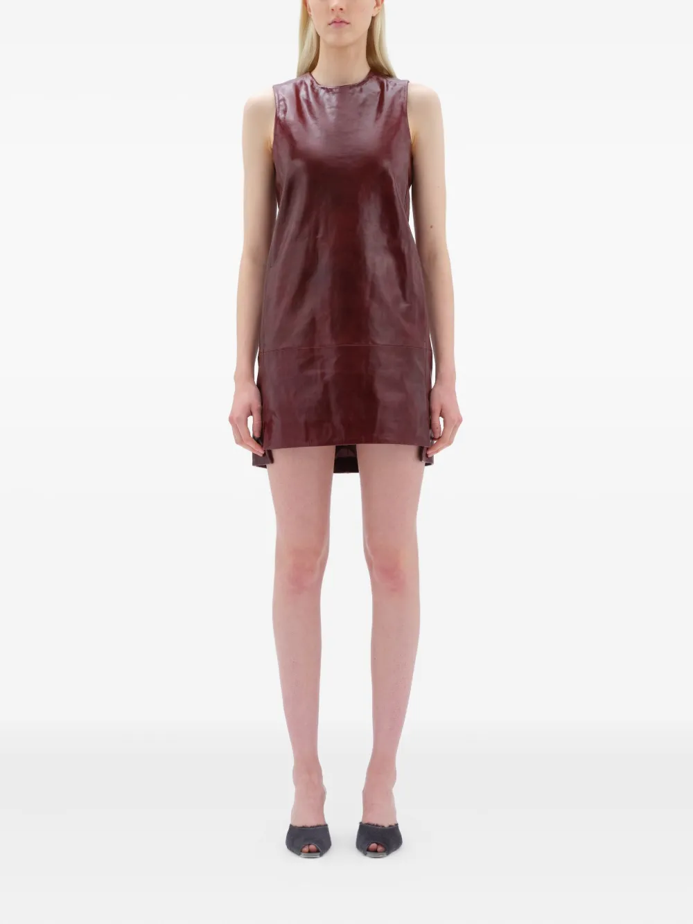 REMAIN Leren mini-jurk Rood