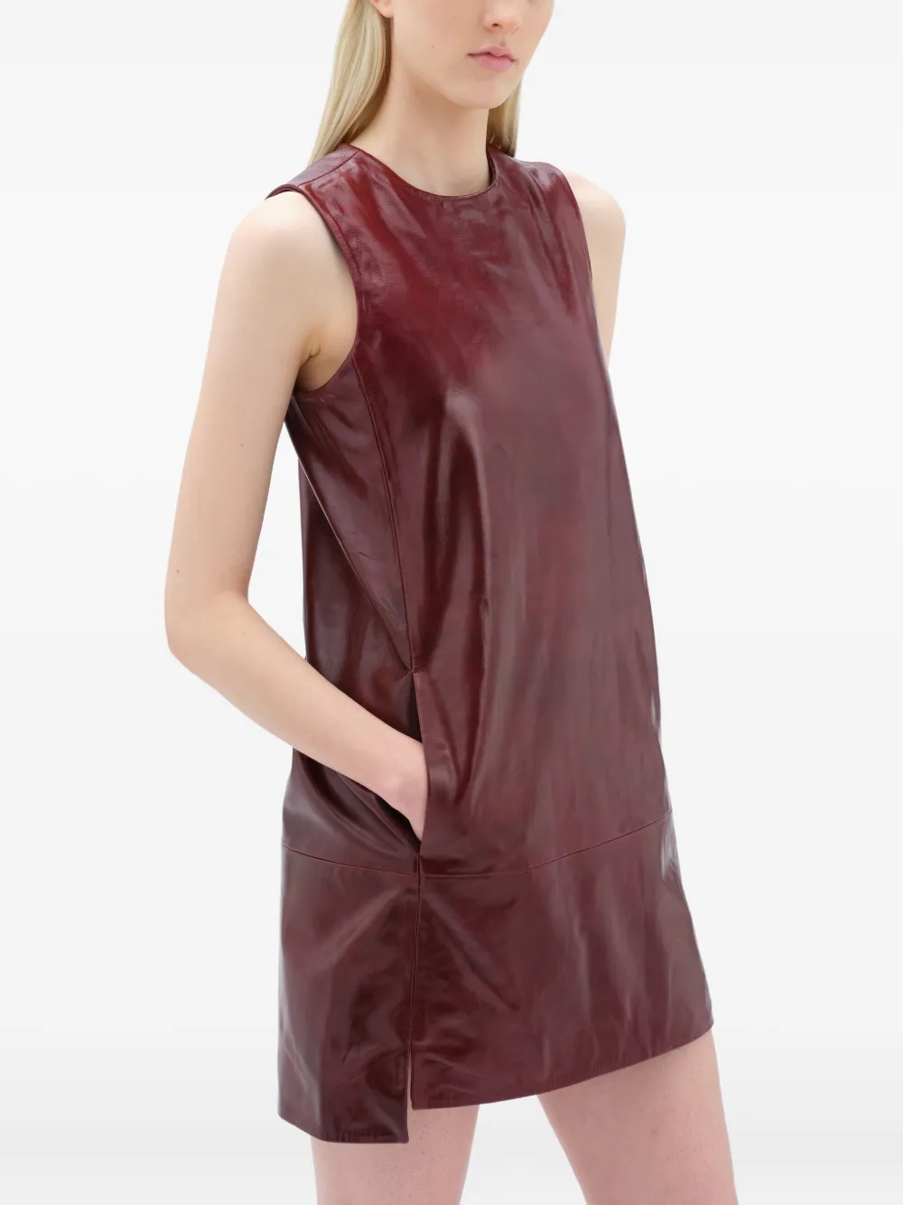 REMAIN Leren mini-jurk Rood
