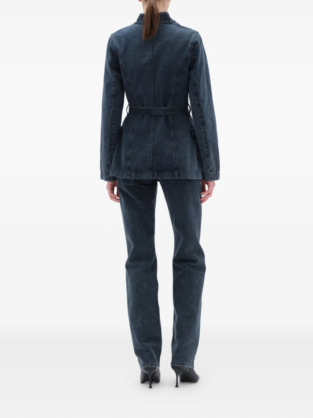 REMAIN Denim jack met zak met ceintuur Blauw