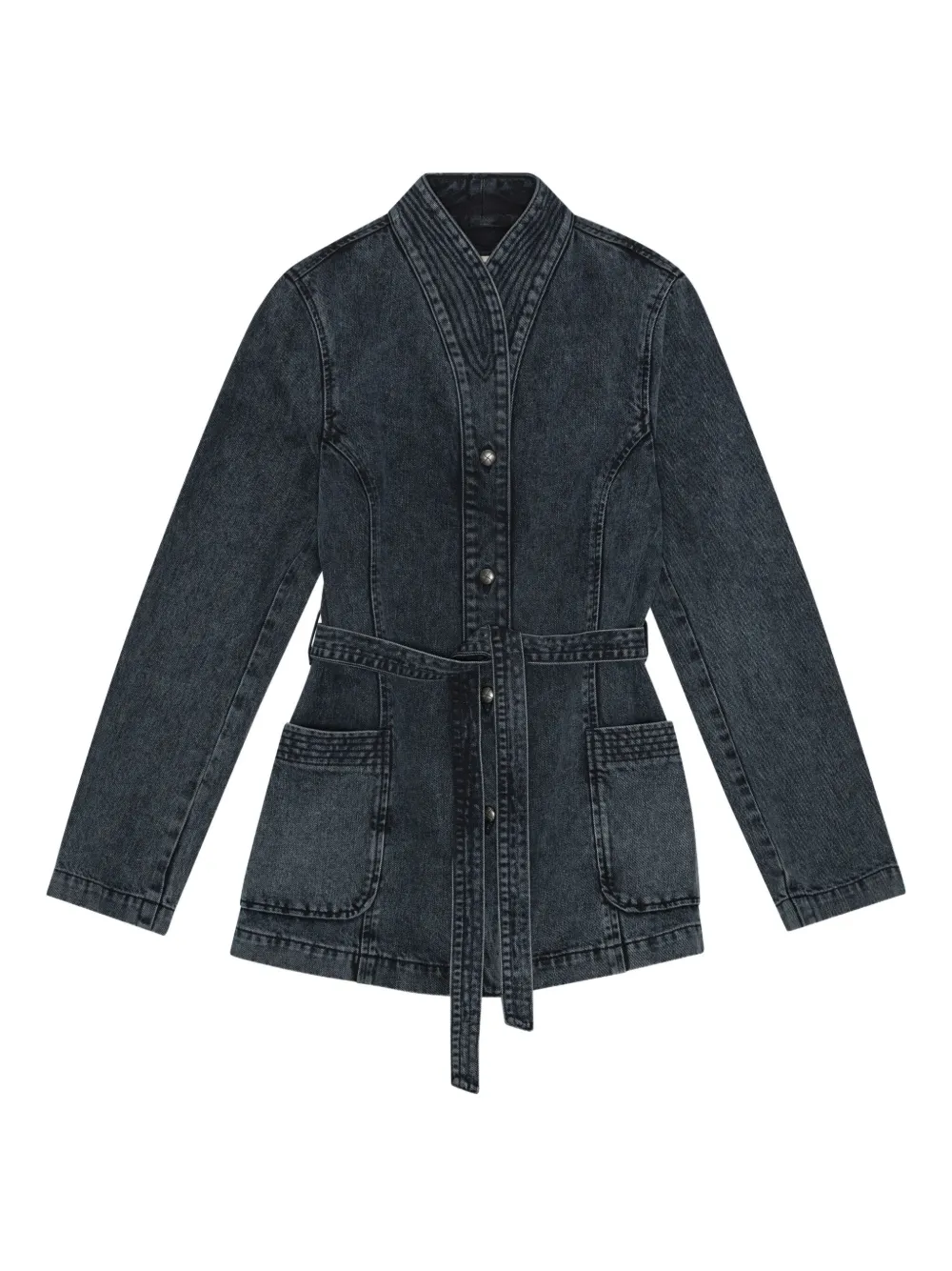 REMAIN Denim jack met zak met ceintuur Blauw
