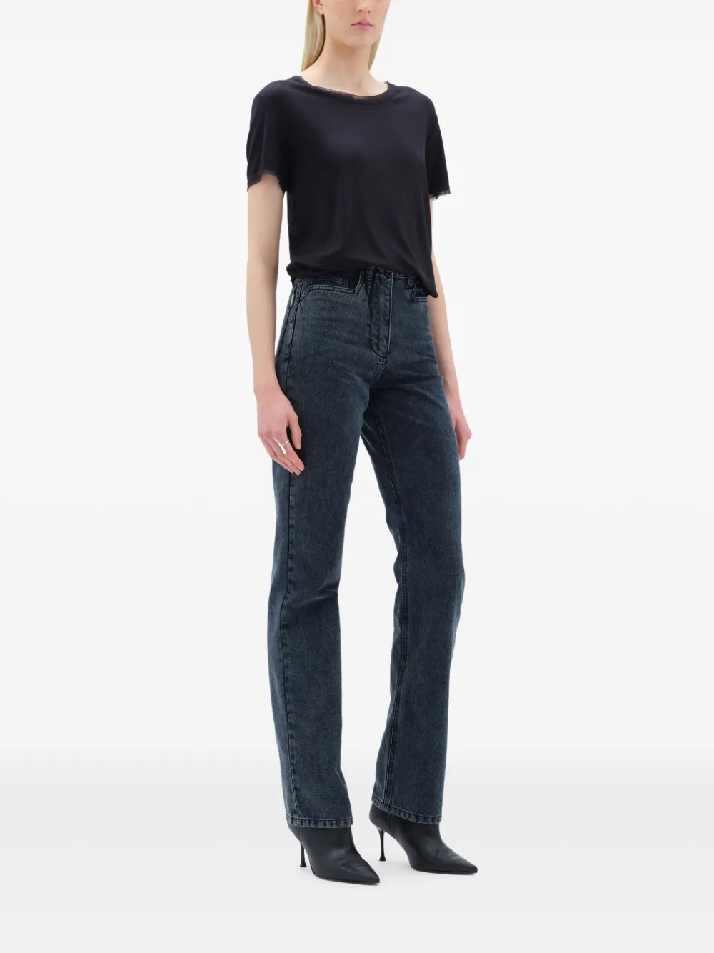 Remain Birger Christensen T-shirt With Mesh Edge In Gray