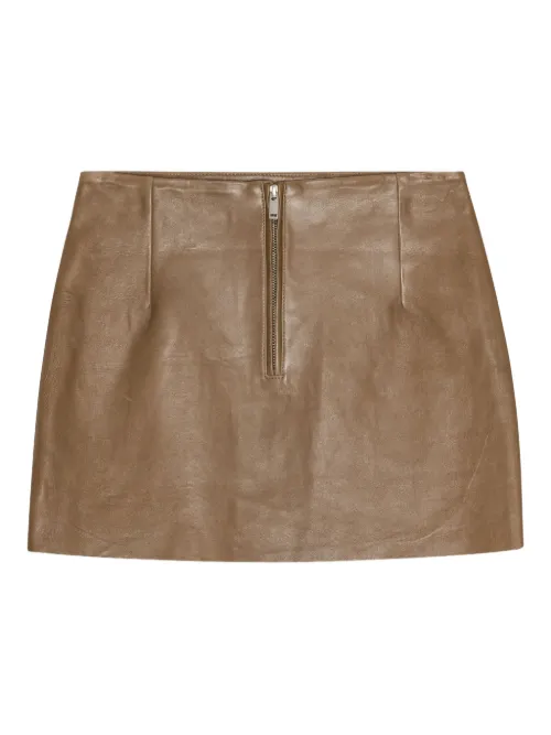 Minijupe en cuir à fermeture zippée - REMAIN - Modalova