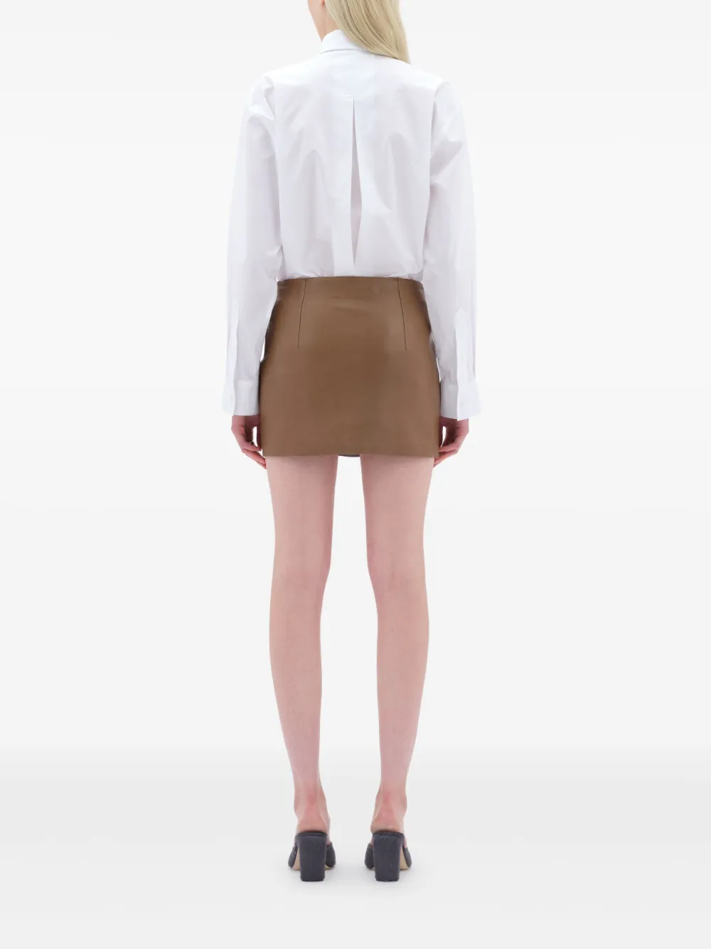 REMAIN Leren mini-rok met rits Bruin