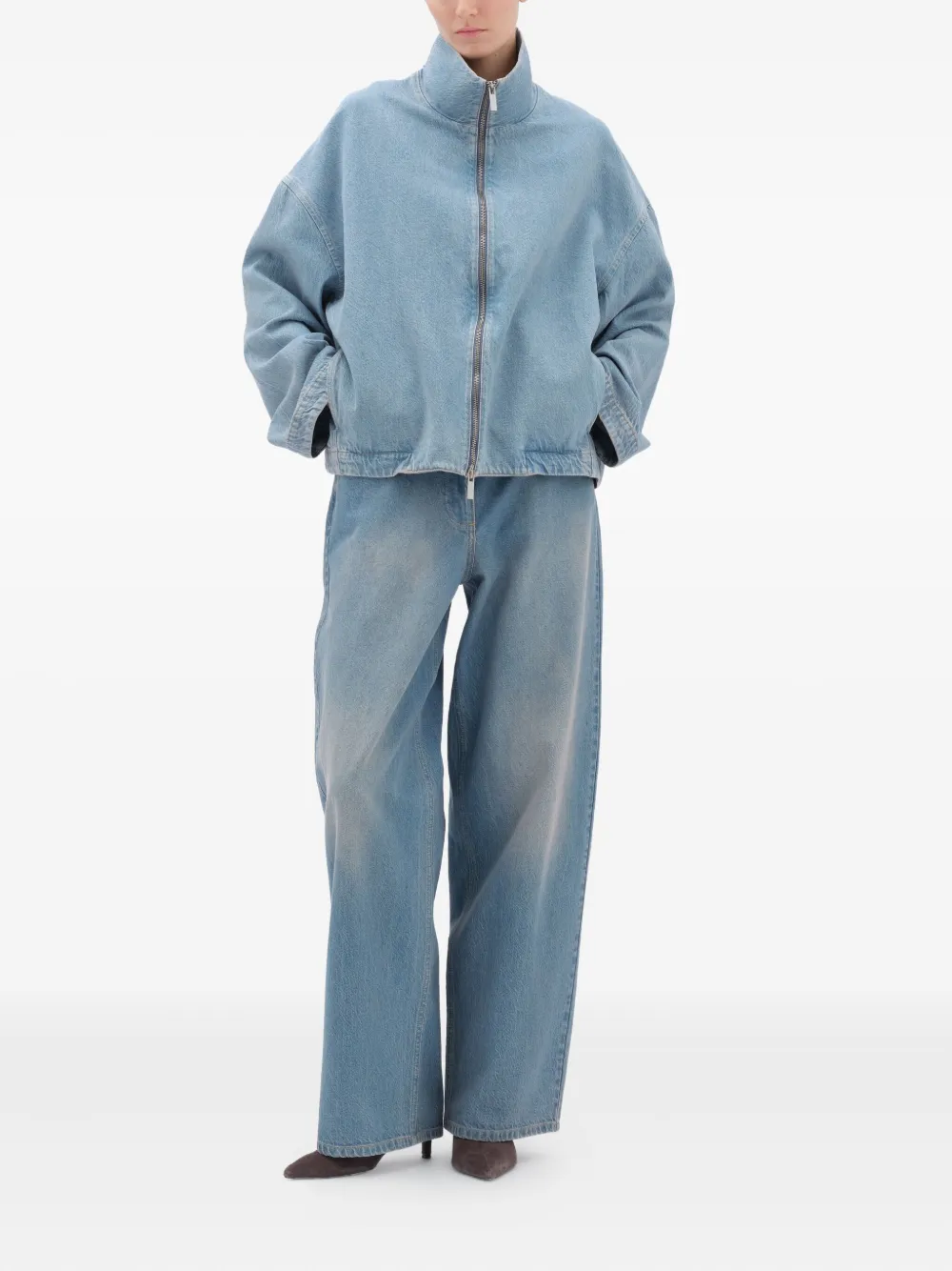 Remain Birger Christensen Zip-front Denim Jacket In Blue