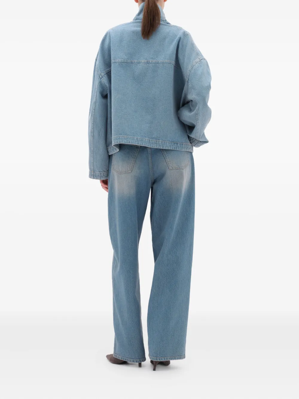 Remain Birger Christensen Zip-front Denim Jacket In Blue