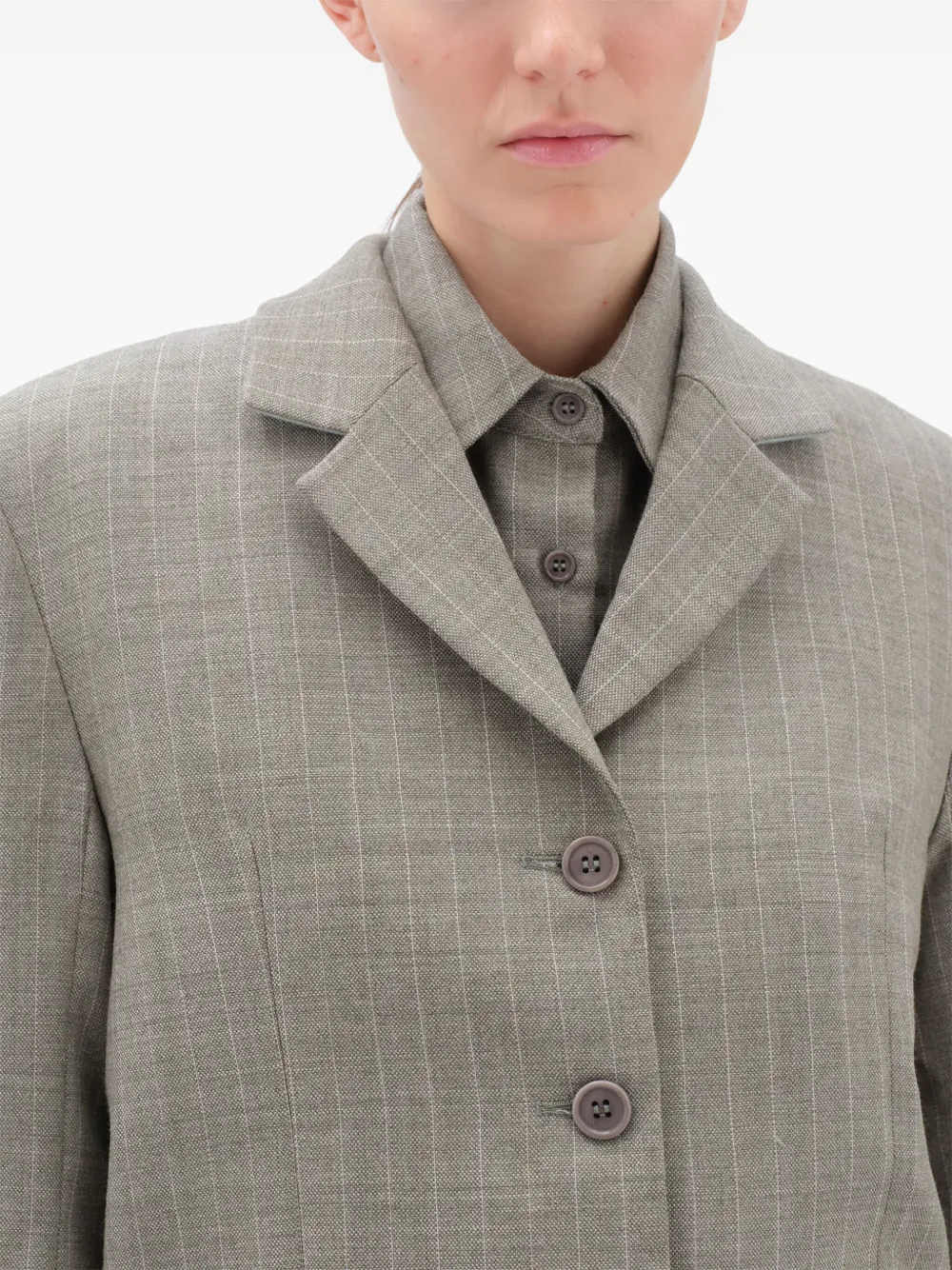 Remain Birger Christensen Pinstripe Four-button Blazer In Gray