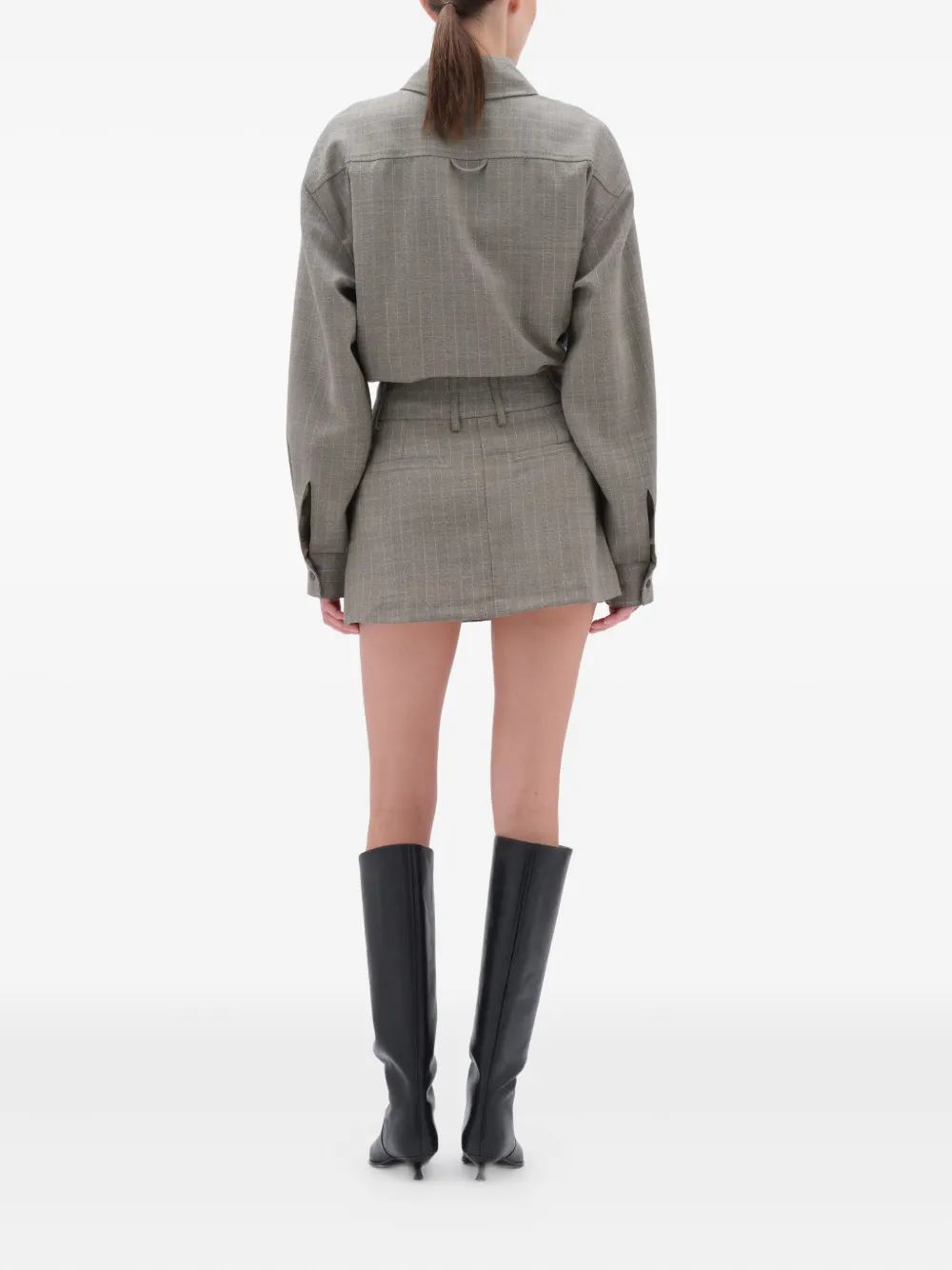 Remain Birger Christensen Double-waistband Pleated Mini Skirt In Neutral