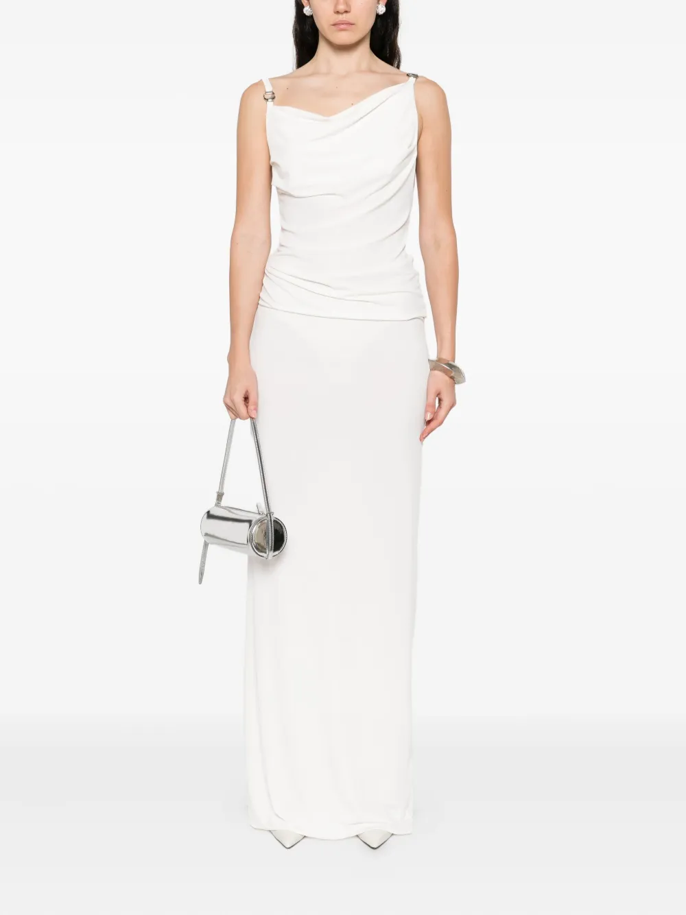 Coperni cowl-neck strap dress Wit