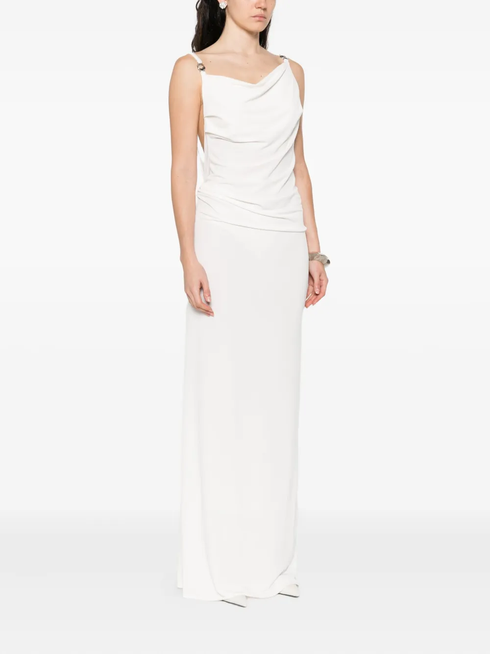 Coperni cowl-neck strap dress Wit