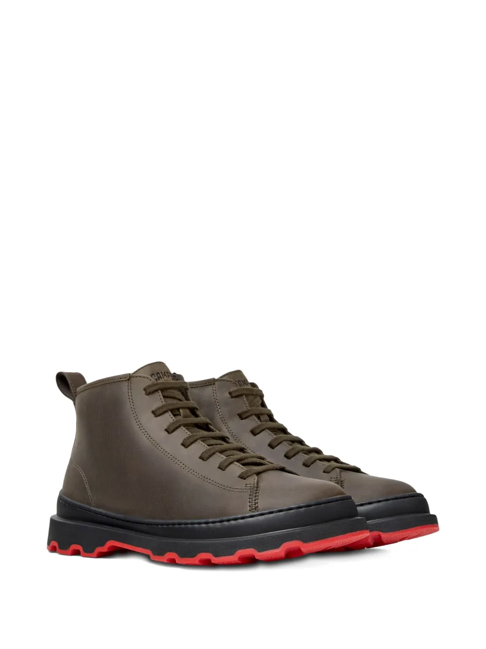 Camper Brutus lace-up leather biker boots Green