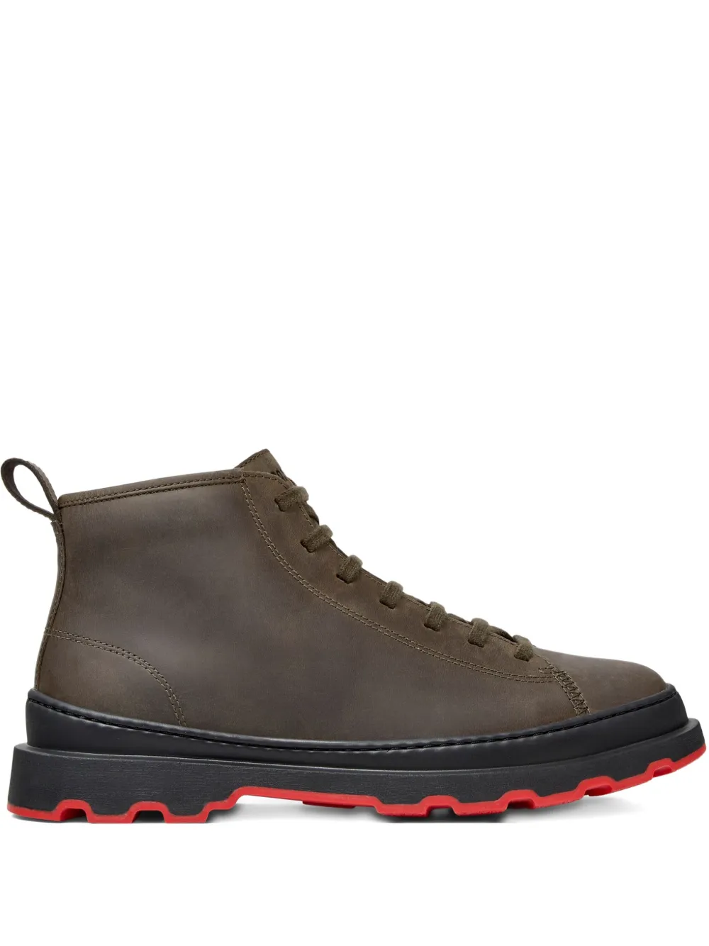 Camper Brutus lace-up leather biker boots Green