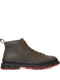 Camper Brutus lace-up leather biker boots - Green