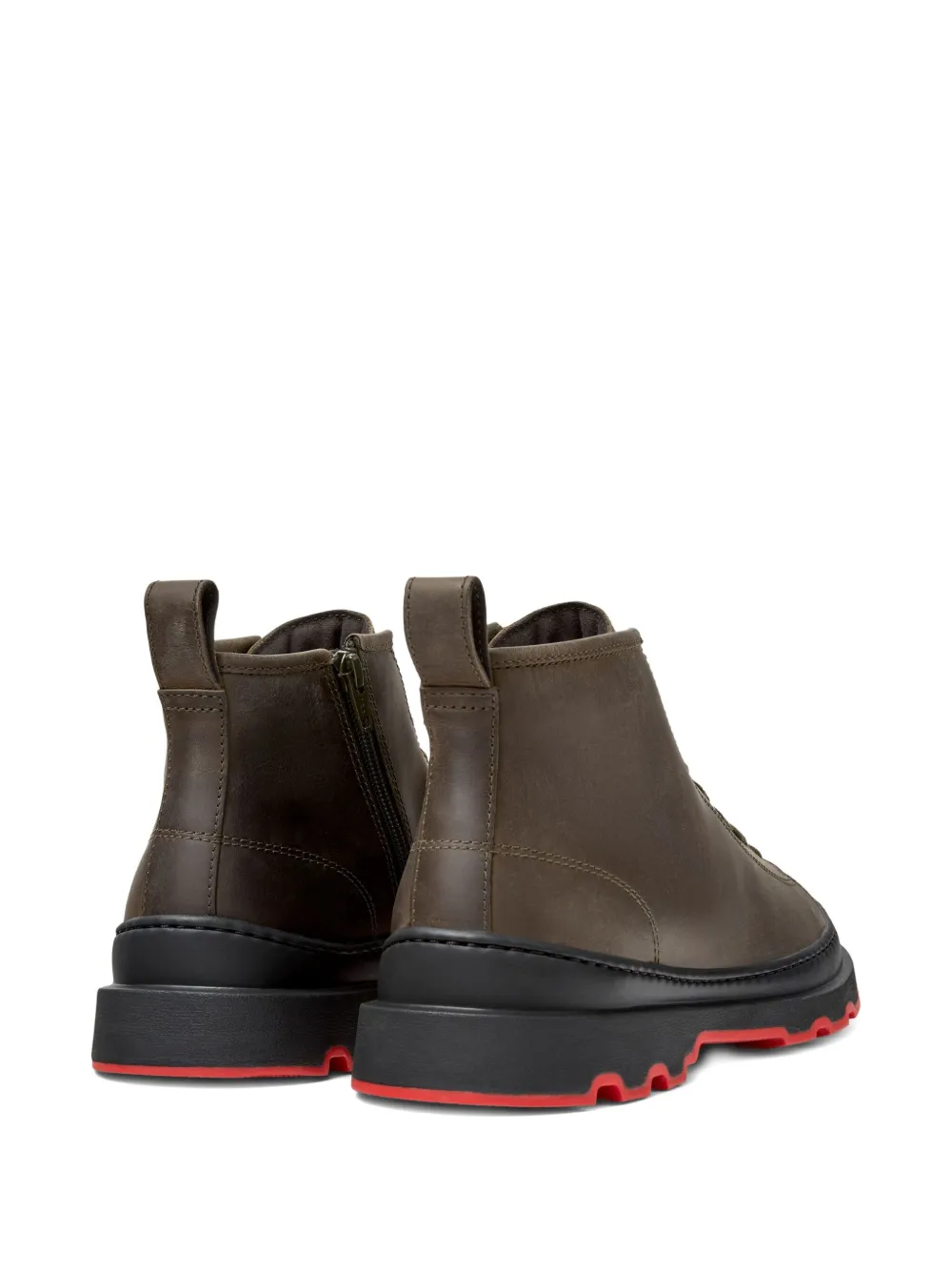 Camper Brutus lace-up leather biker boots Green
