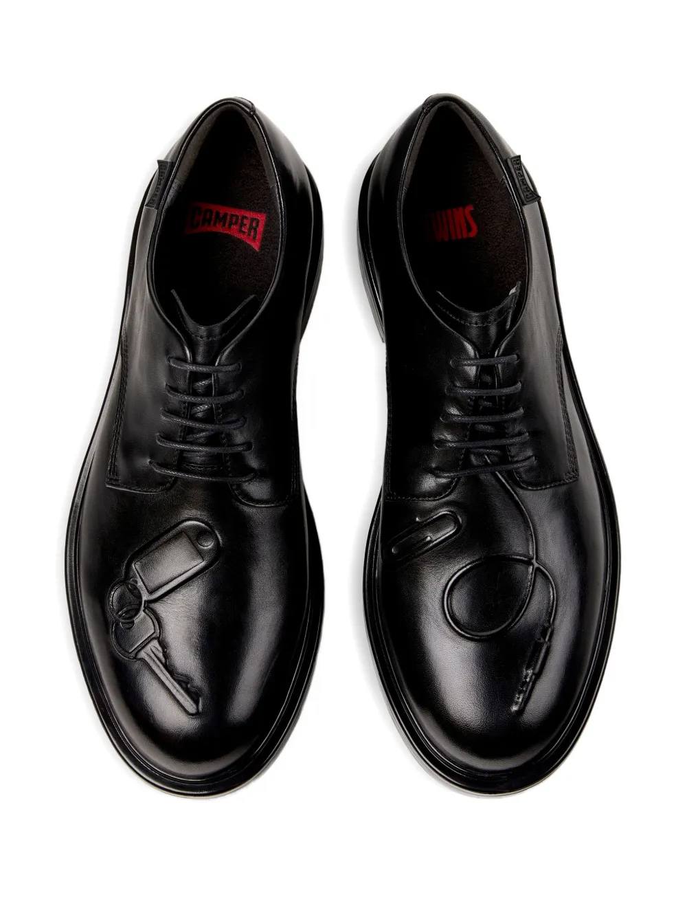 Camper Dean Twins lace-up leather key-detail derby shoes Black