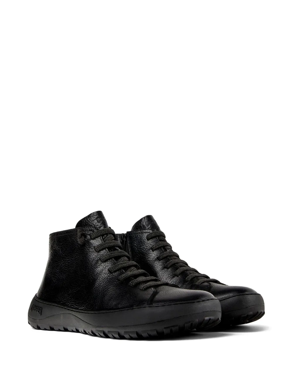 Camper lace-up leather ankle boots Black