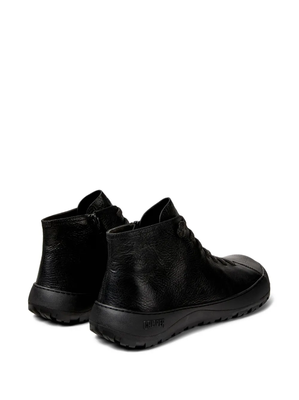 Camper lace-up leather ankle boots Black
