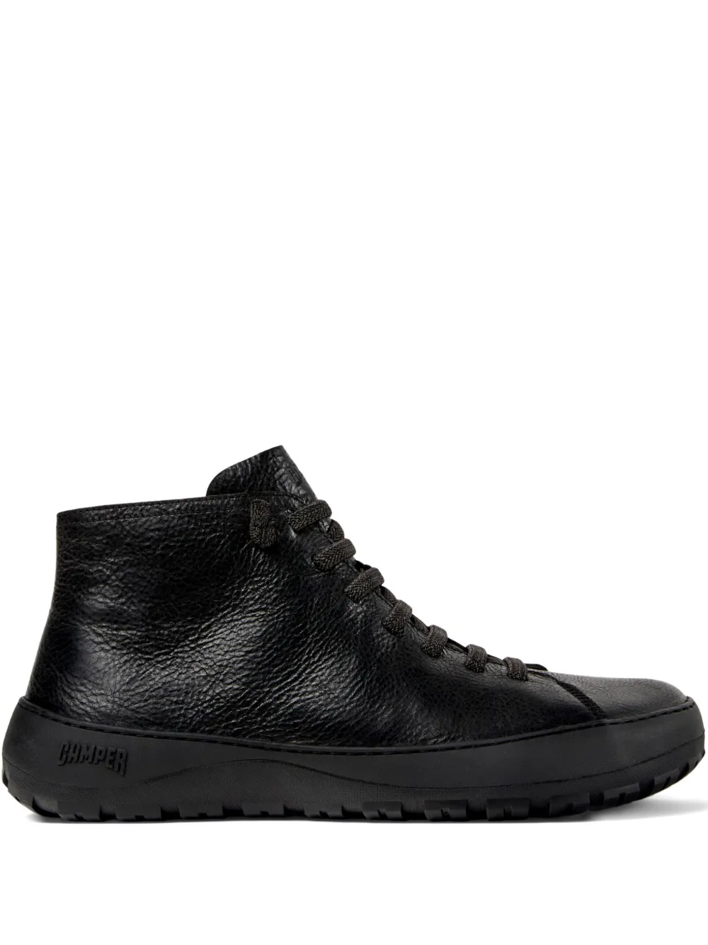 Camper lace-up leather ankle boots Black