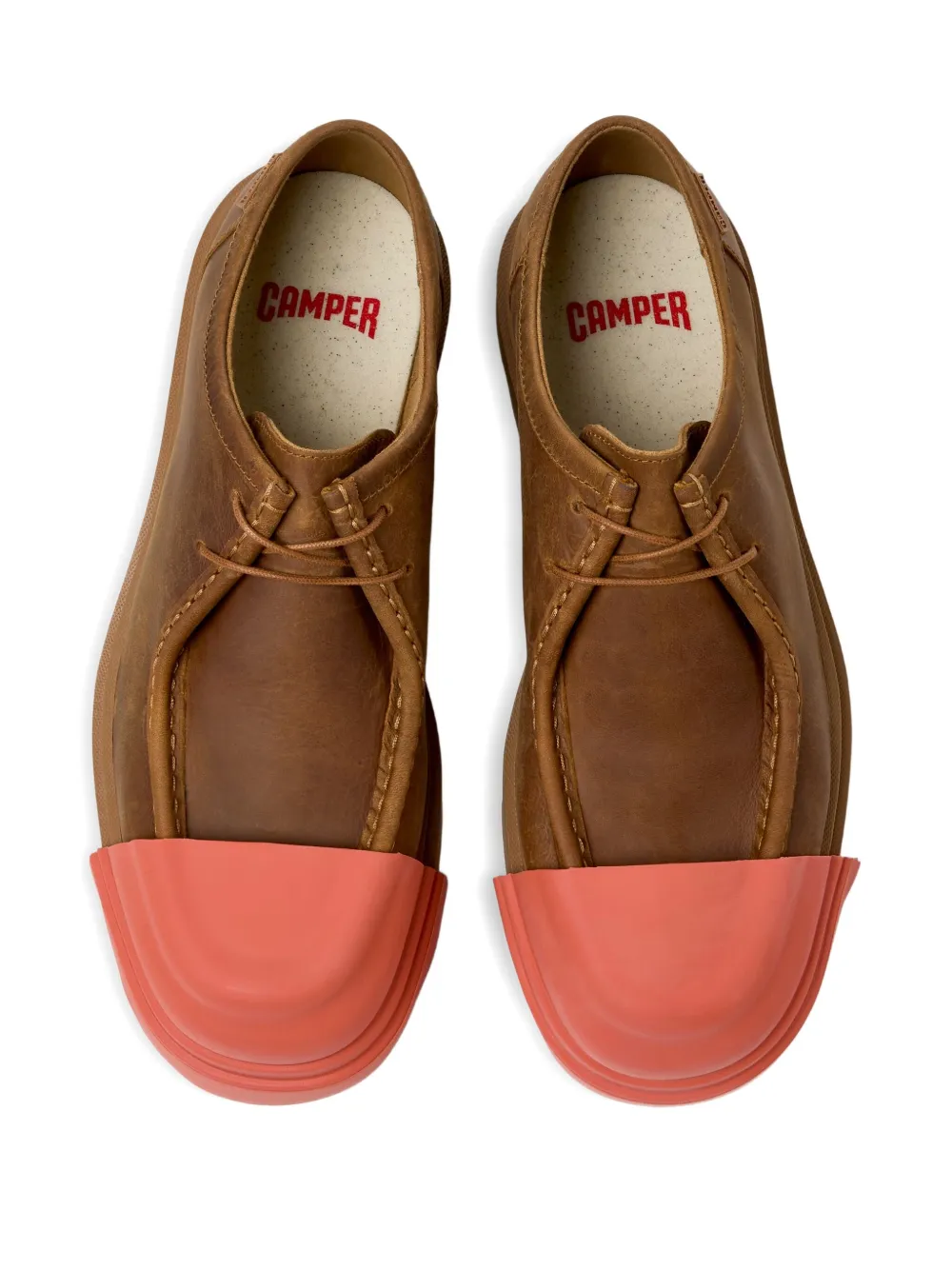 Camper lace-up leather toe-cap shoes Brown