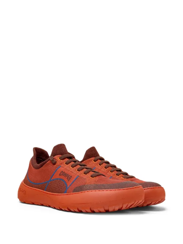 Camper Peu Serra Textured lace-up Trainers | Orange | FARFETCH
