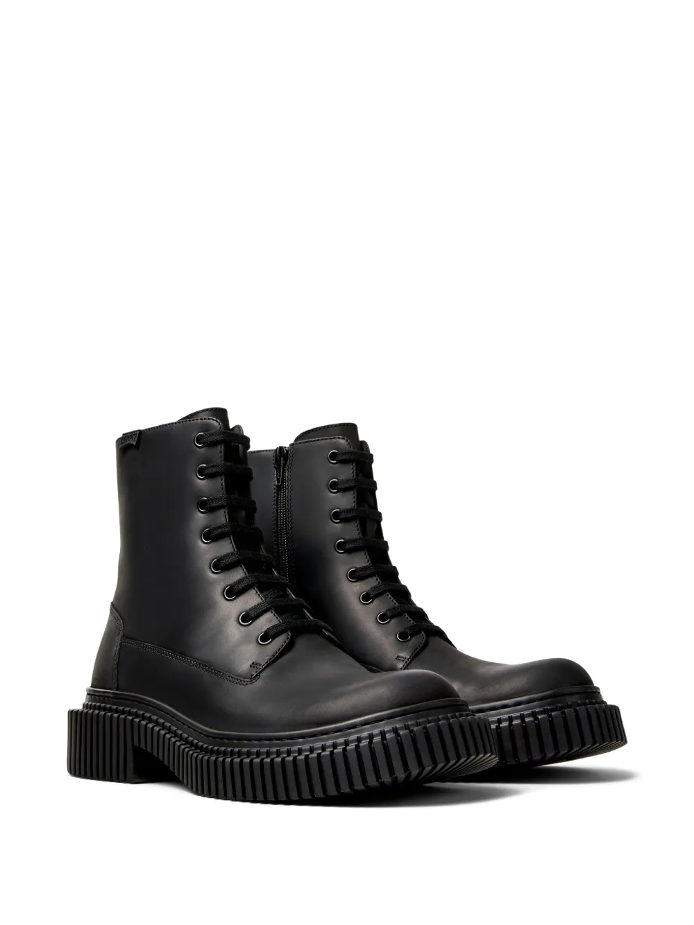 Camper Pix Lace-up Chunky-sole Biker Boots In Black