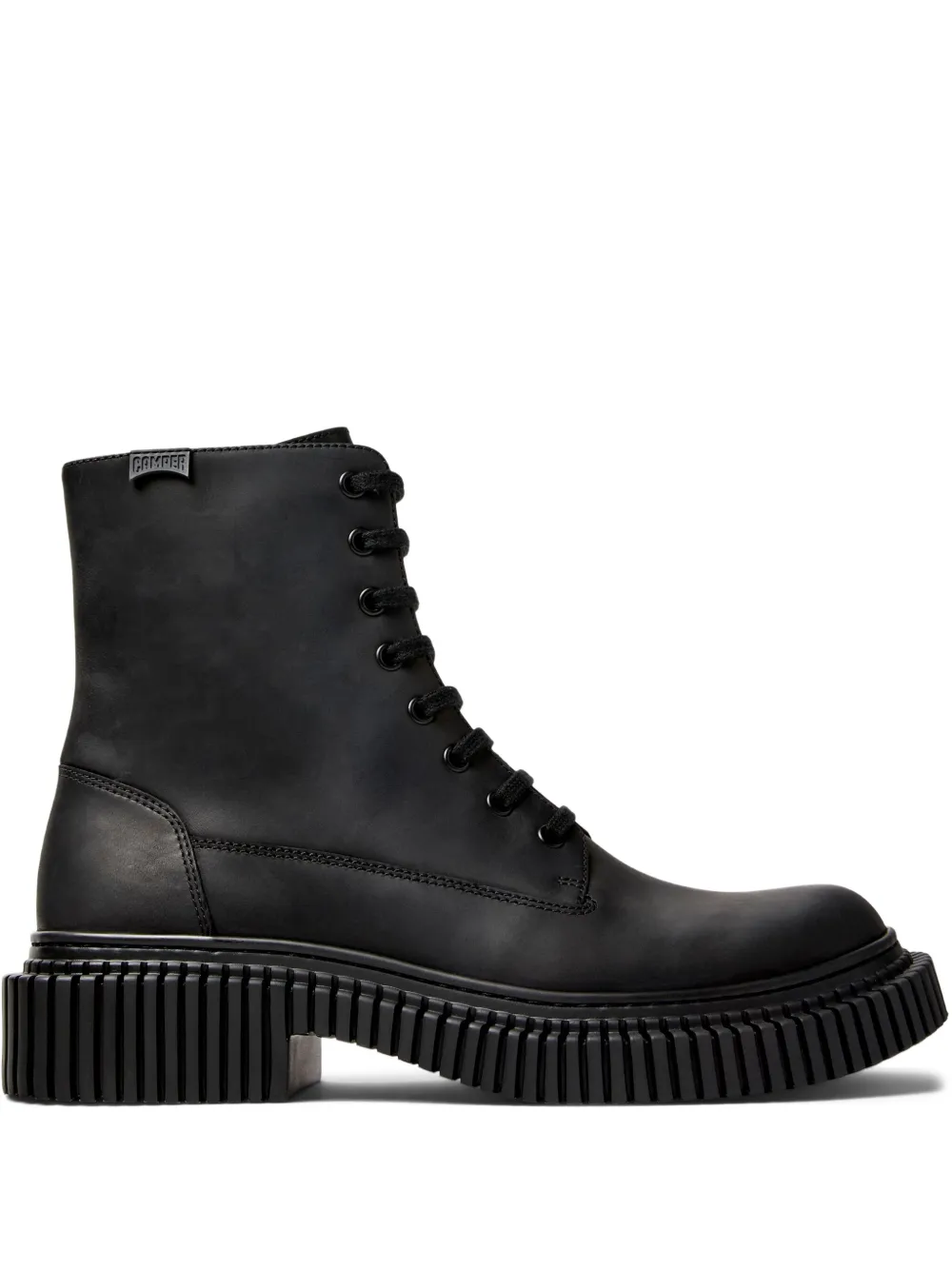Camper Pix Lace-up Chunky-sole Biker Boots In Black
