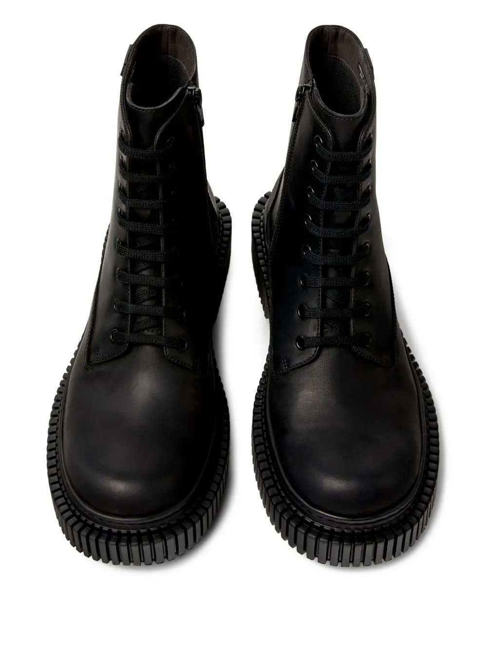Camper Pix Lace-up Chunky-sole Biker Boots In Black