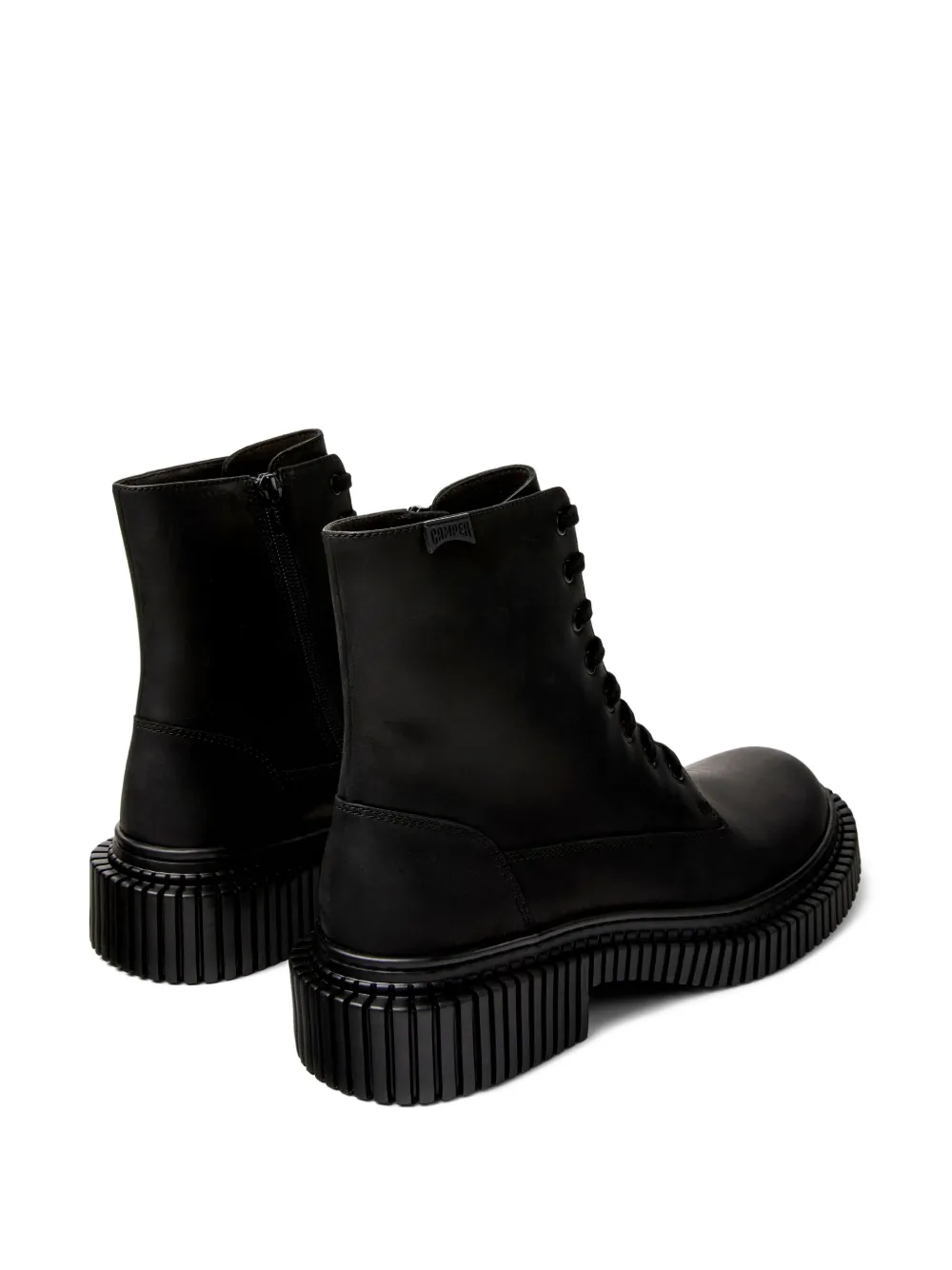 Camper Pix Lace-up Chunky-sole Biker Boots In Black