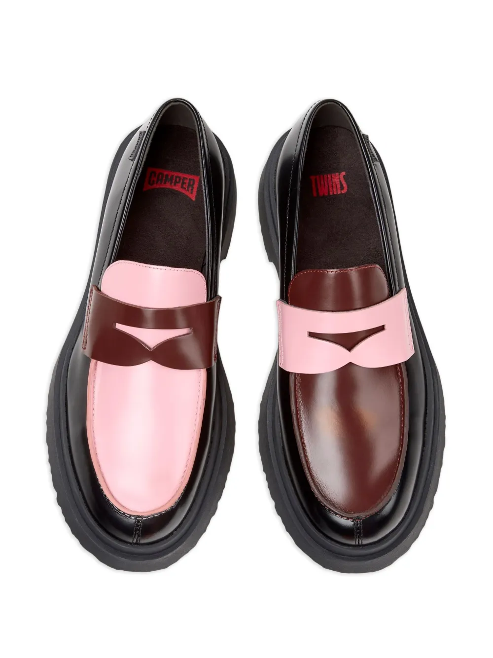 Camper Walden Twins Leather Two-tone Loafers In Black