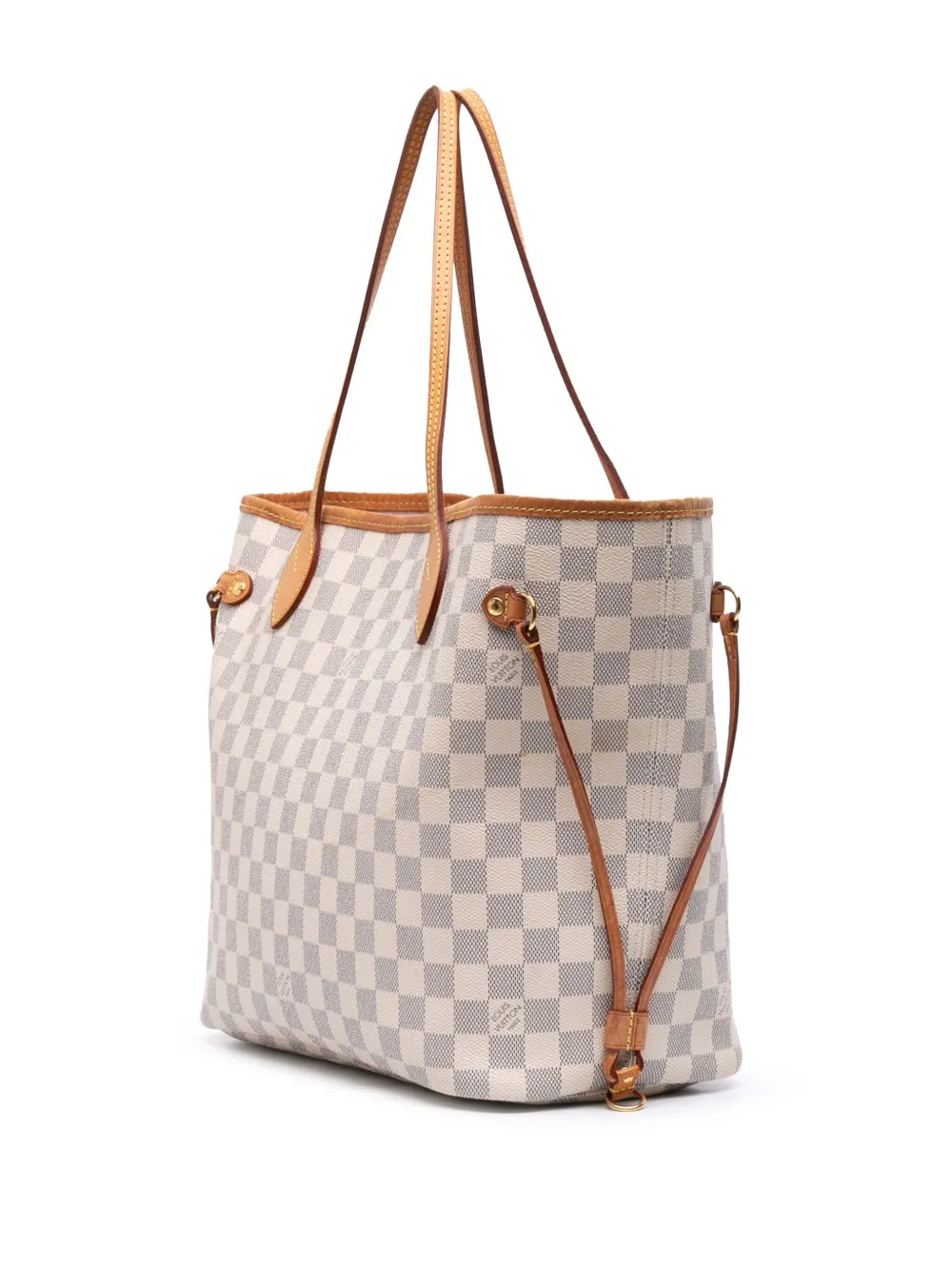 Pre-owned Louis Vuitton 2018 Damier Azur Neverfull Mm Tote Bag In White