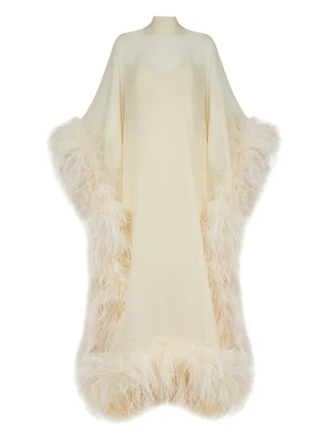 Taller Marmo Maxikleid mit Federbesatz