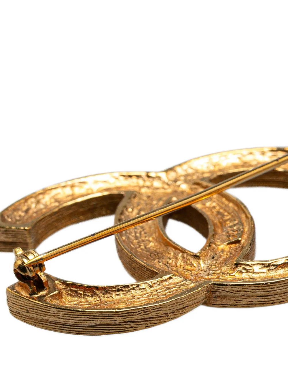 Pre-owned Chanel 1970-1980 Gold Plated Cc Crystal Brooch Costume Brooch
