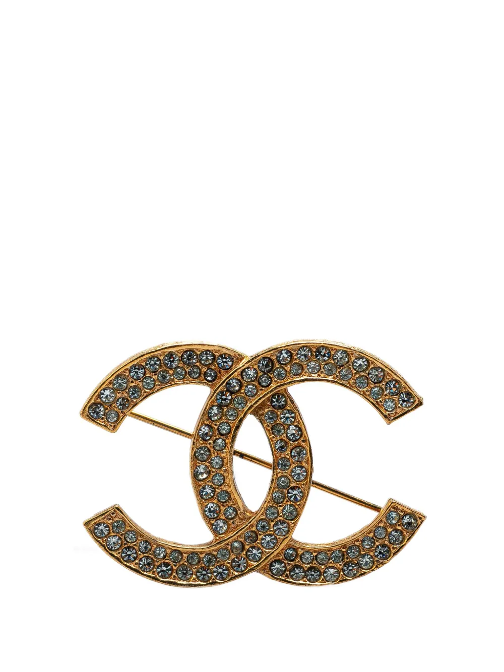 CHANEL Pre-Owned 1970-1980 ゴールドプレーテッド ココマーク クリスタル コスチューム ブローチ - CHANEL Pre-Owned 1970-1980 ゴールドプレーテッド ココマーク クリスタル コスチューム ブローチ -