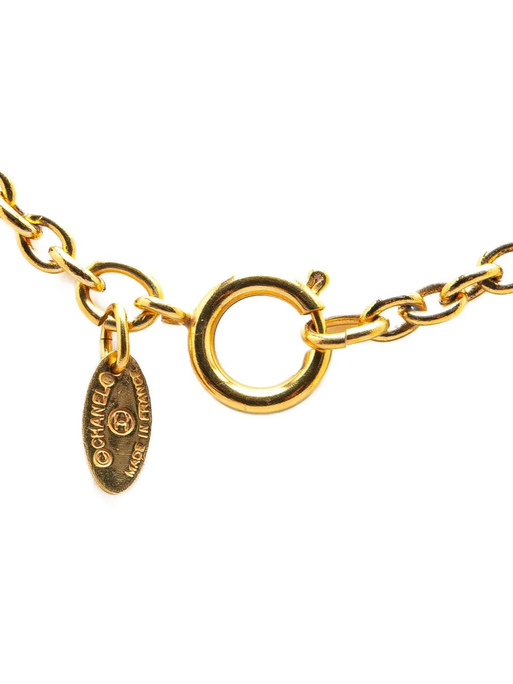 CHANEL Pre-Owned 1970-1980 Gold Plated CC Quilted Pendant Necklace costume necklace | Image 2