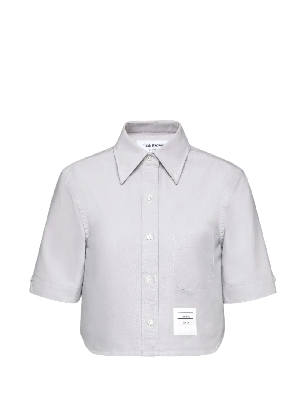 Thom Browne Cropped Oxford blouse met korte mouwen Grijs
