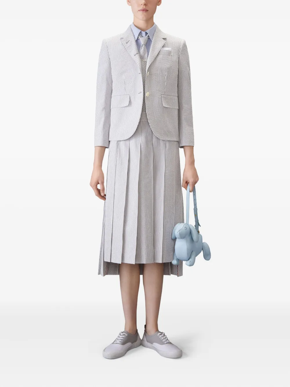 Thom Browne round-collar short-sleeve shirt Blauw