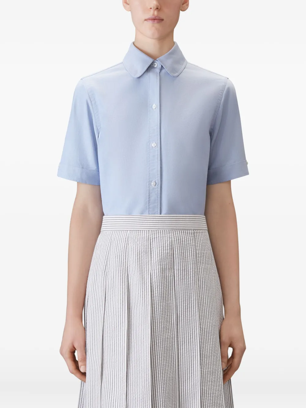 Thom Browne round-collar short-sleeve shirt Blauw