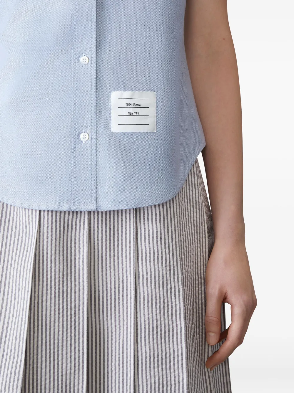 Thom Browne round-collar short-sleeve shirt Blauw