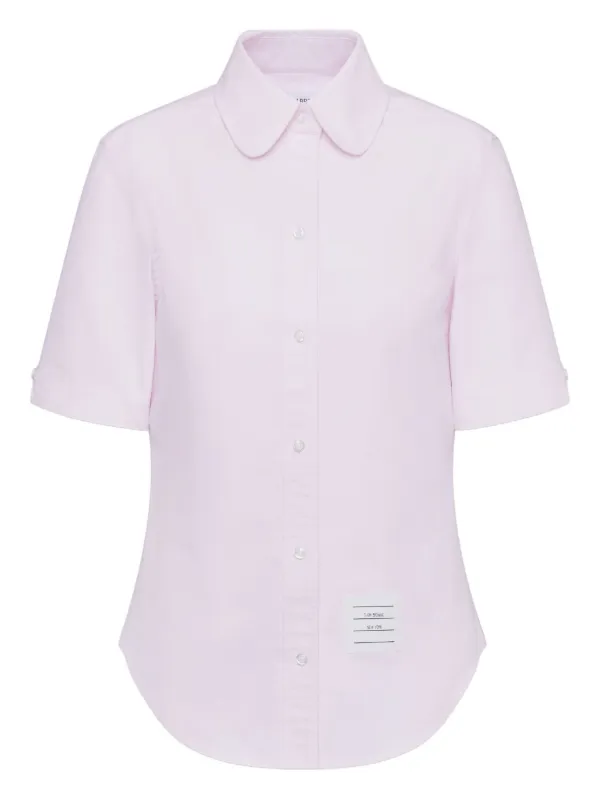 Thom Browne round-collar short-sleeve Shirt | Pink | FARFETCH