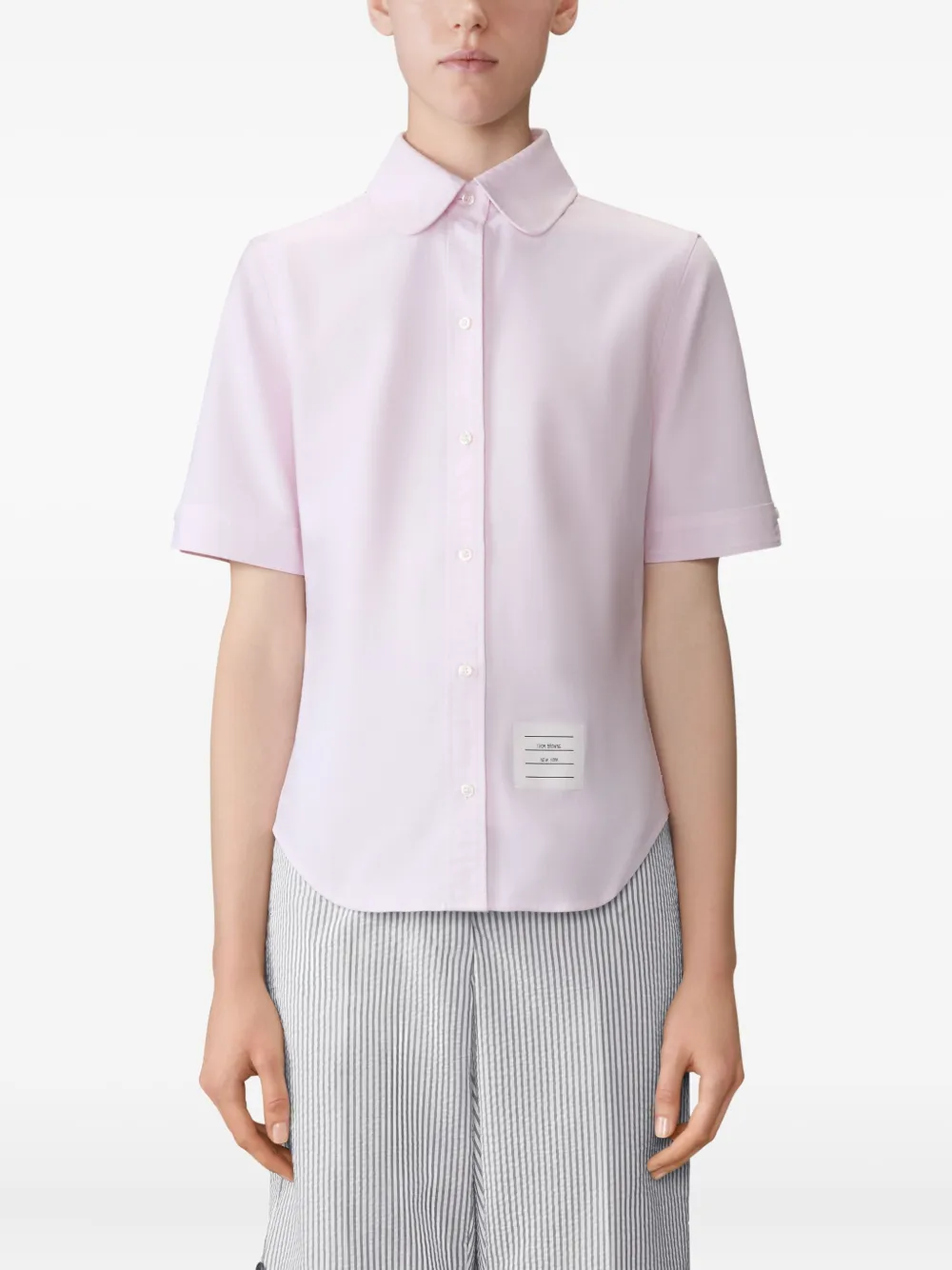 Thom Browne round-collar short-sleeve shirt Roze