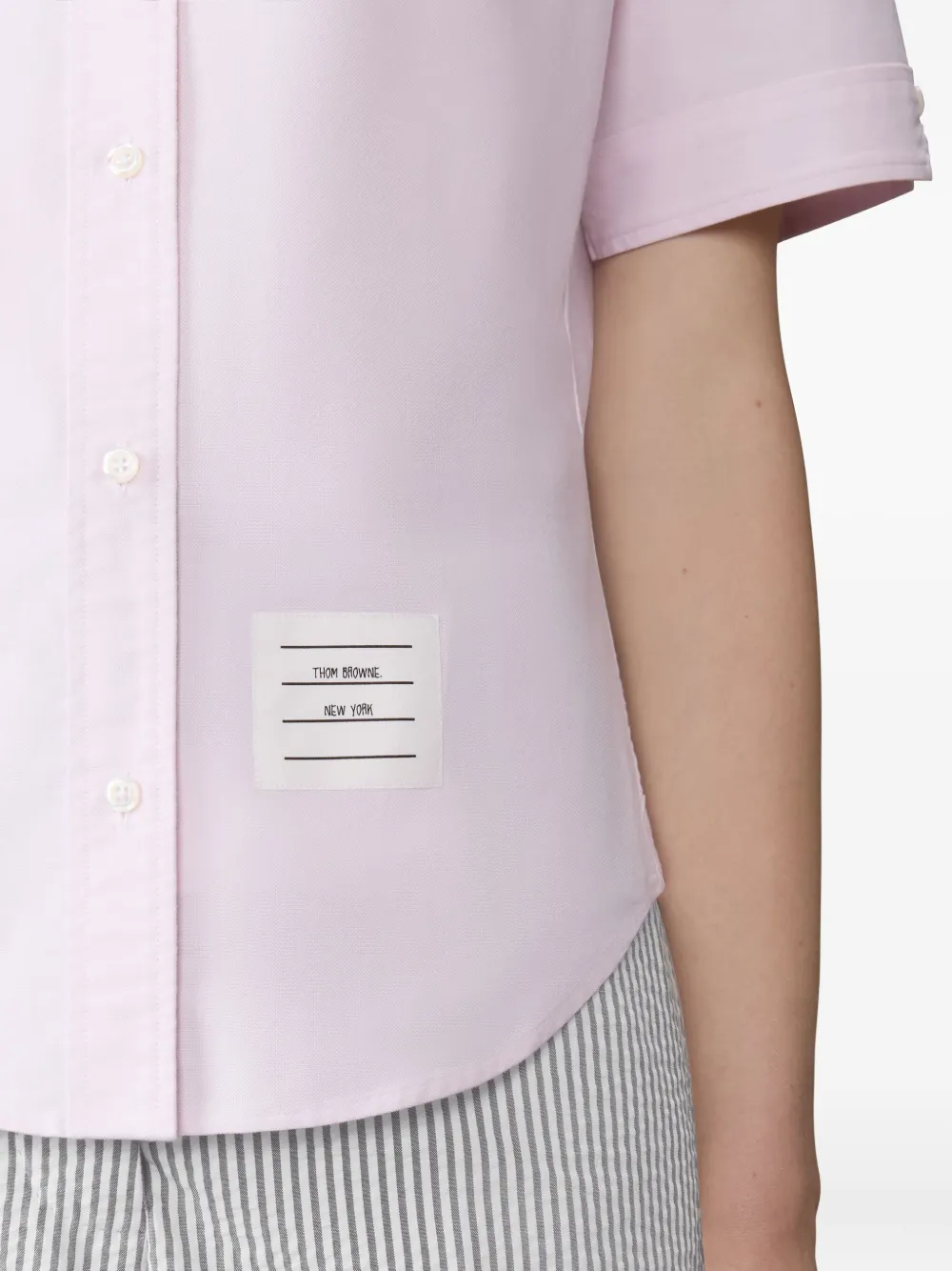 Thom Browne round-collar short-sleeve shirt Roze