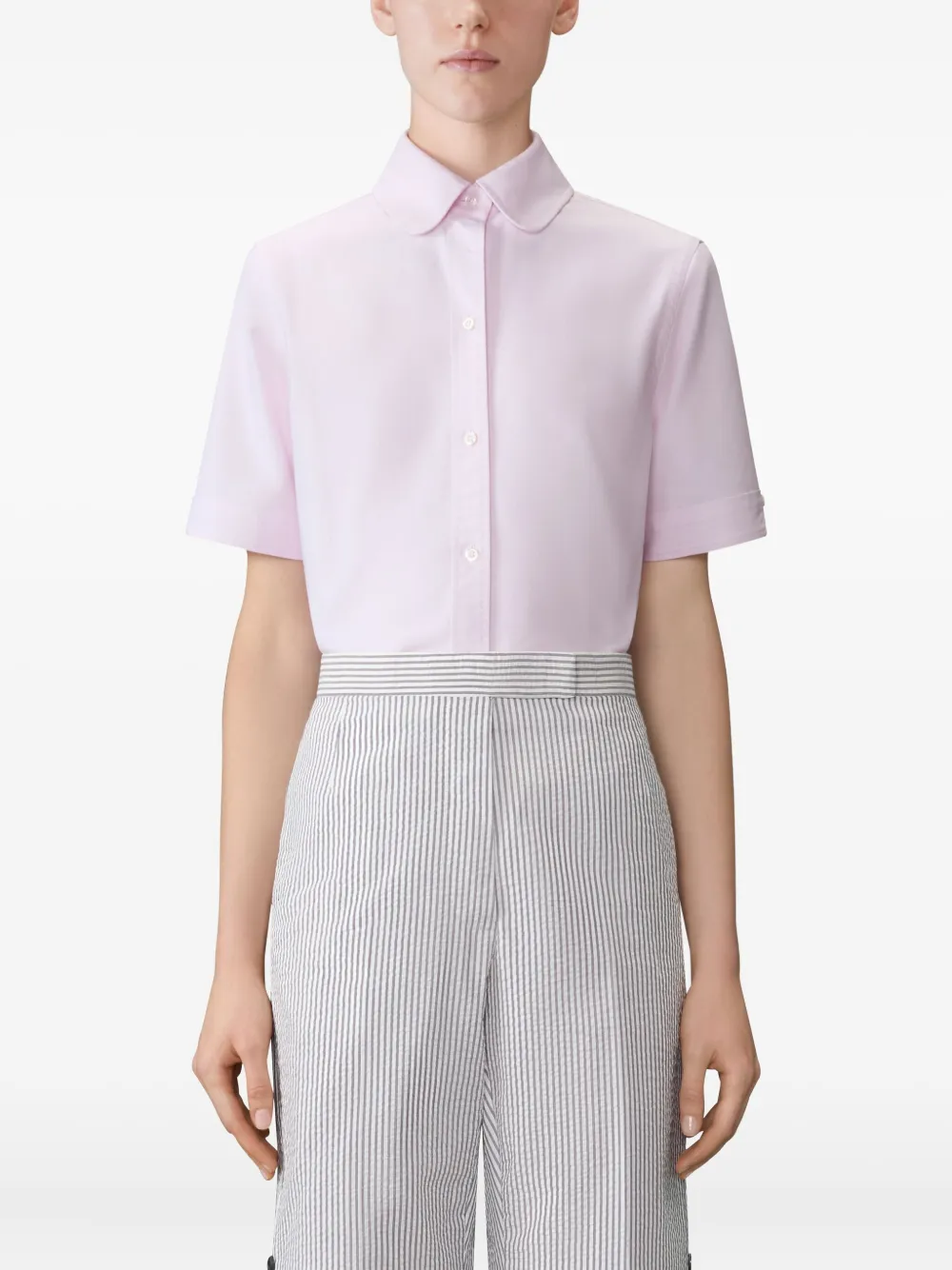 Thom Browne round-collar short-sleeve shirt Roze
