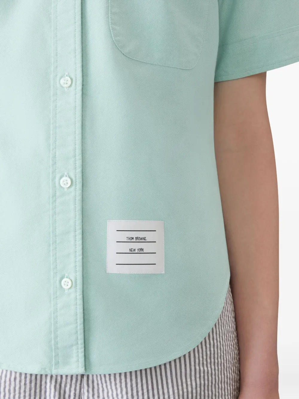 Thom Browne oxford round-collar shirt Blauw