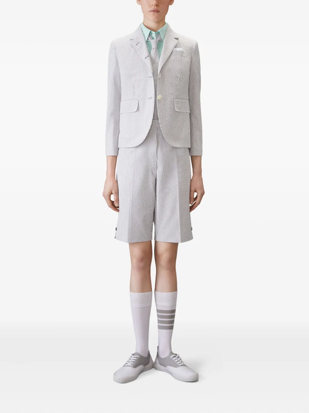 Thom Browne oxford round-collar shirt Blauw
