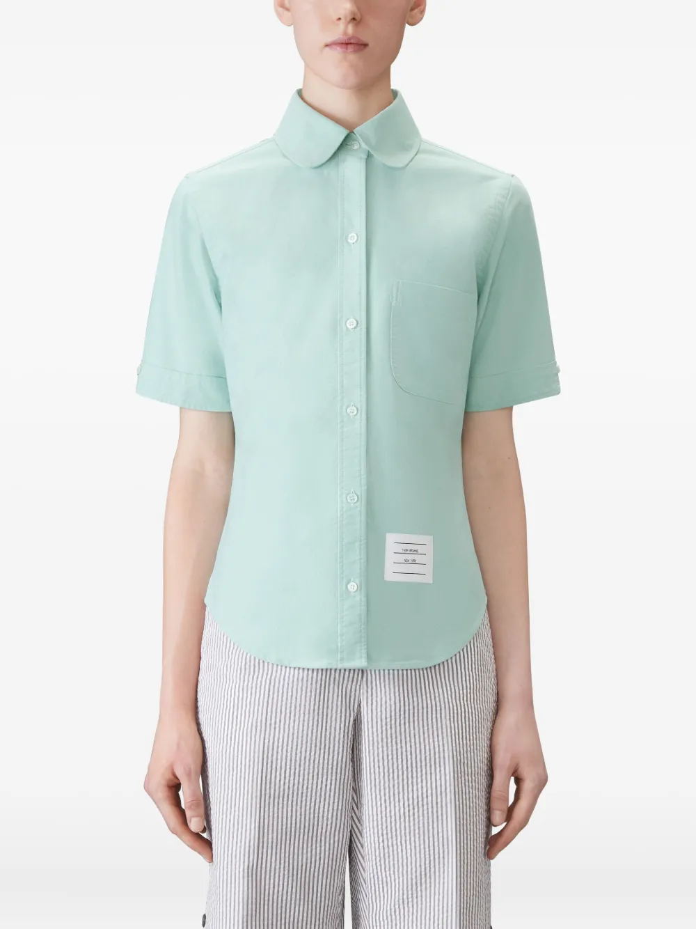 Thom Browne oxford round-collar shirt Blauw