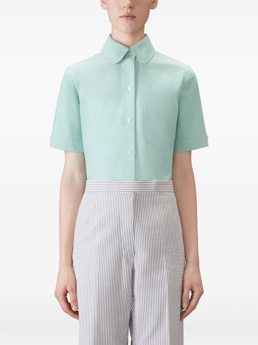 Thom Browne oxford round-collar shirt Blauw