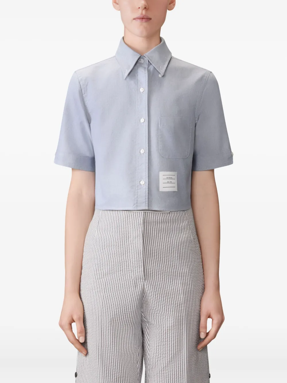 Thom Browne oxford short-sleeve shirt Blauw