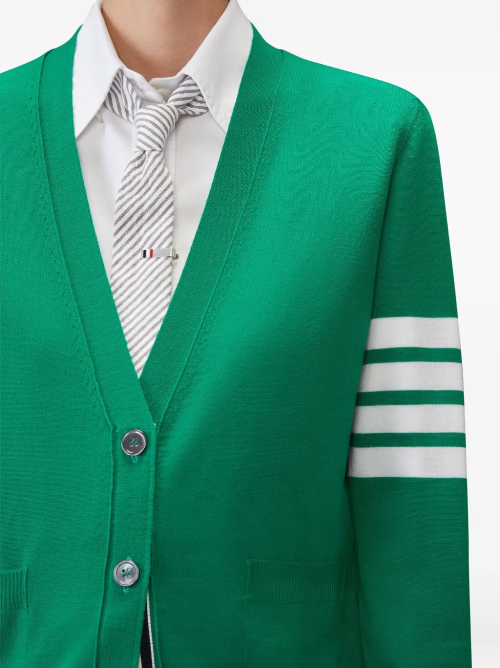 Thom Browne Vest met vier strepen van merinowol Groen