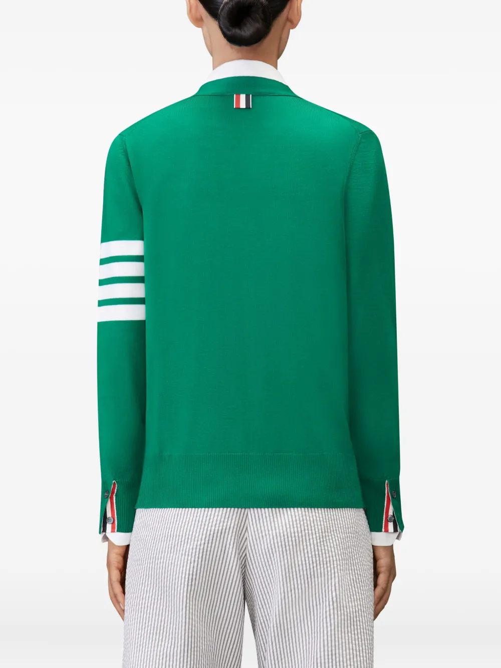 Thom Browne Vest met vier strepen van merinowol Groen