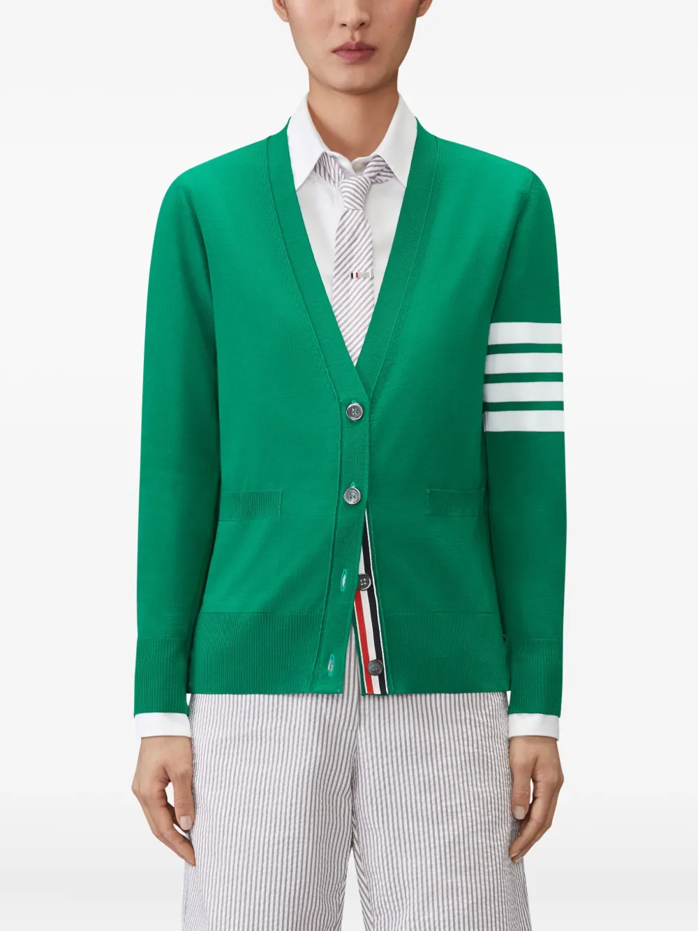 Thom Browne four-bar fine-merino wool cardigan - グリーン Thom Browne four-bar fine-merino wool cardigan - グリーン